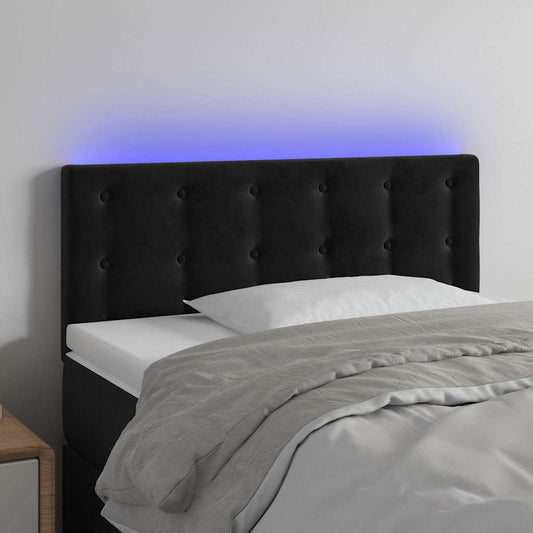 Testiera a LED Nera 80x5x78/88 cm in Velluto