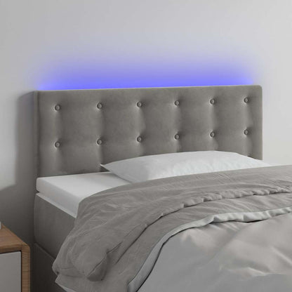 Testiera a LED Grigio Chiaro 90x5x78/88 cm in Velluto