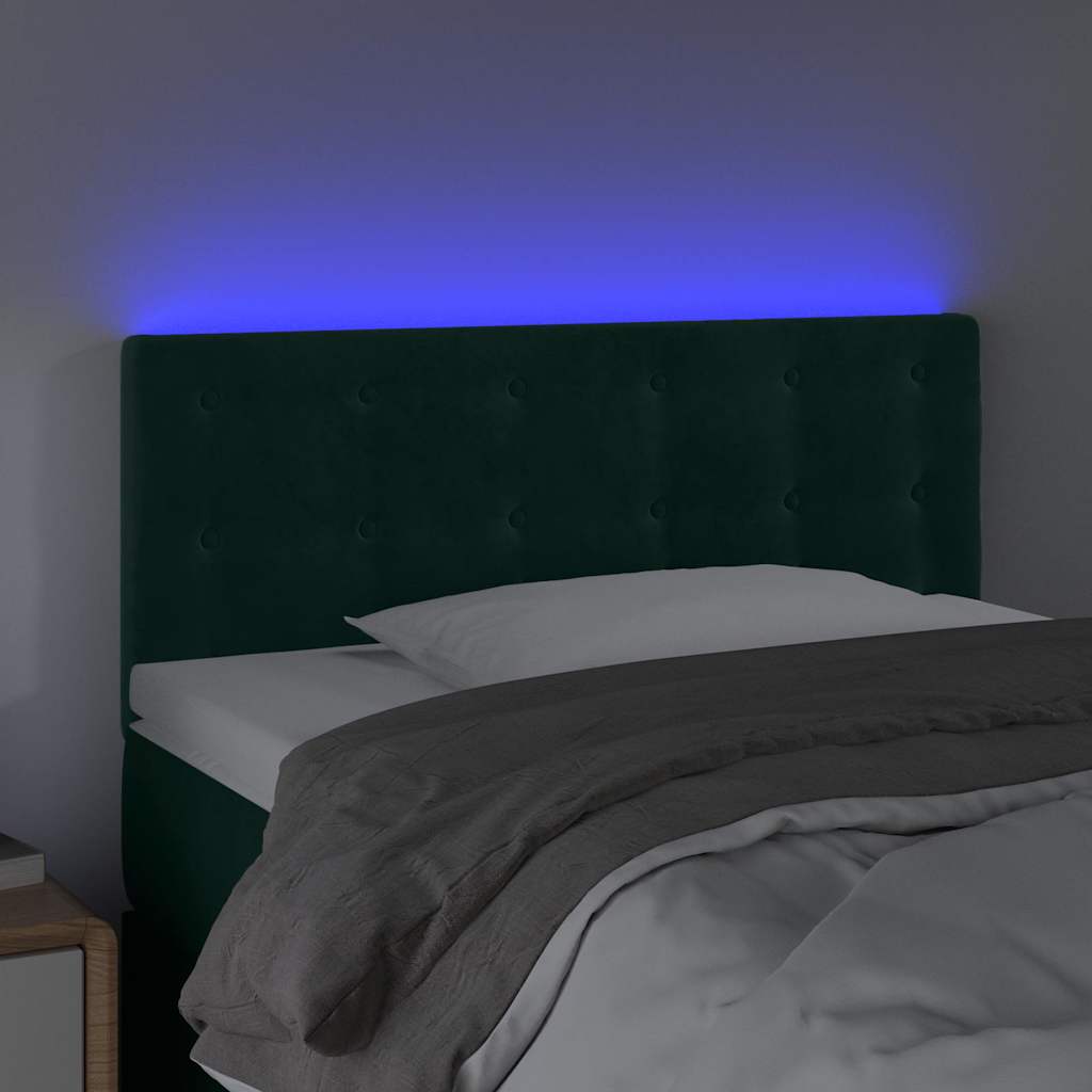 Testiera a LED Verde scuro 90x5x78/88 cm in Similpelle