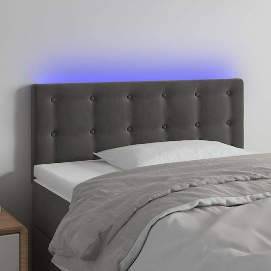 Testiera a LED Grigio Scuro 100x5x78/88 cm in Velluto