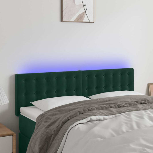 Testiera a LED Verde Scuro 144x5x78/88 cm in Velluto