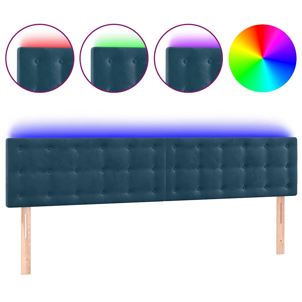Testiera a LED Blu scuro 160x5x78/88 cm in Tessuto | homemem39