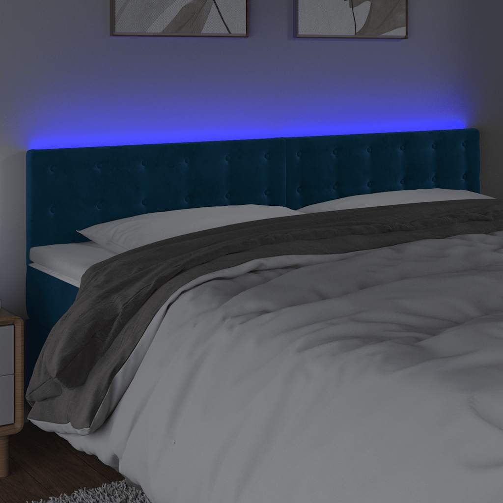 Testiera a LED Blu scuro 160x5x78/88 cm in Tessuto | homemem39