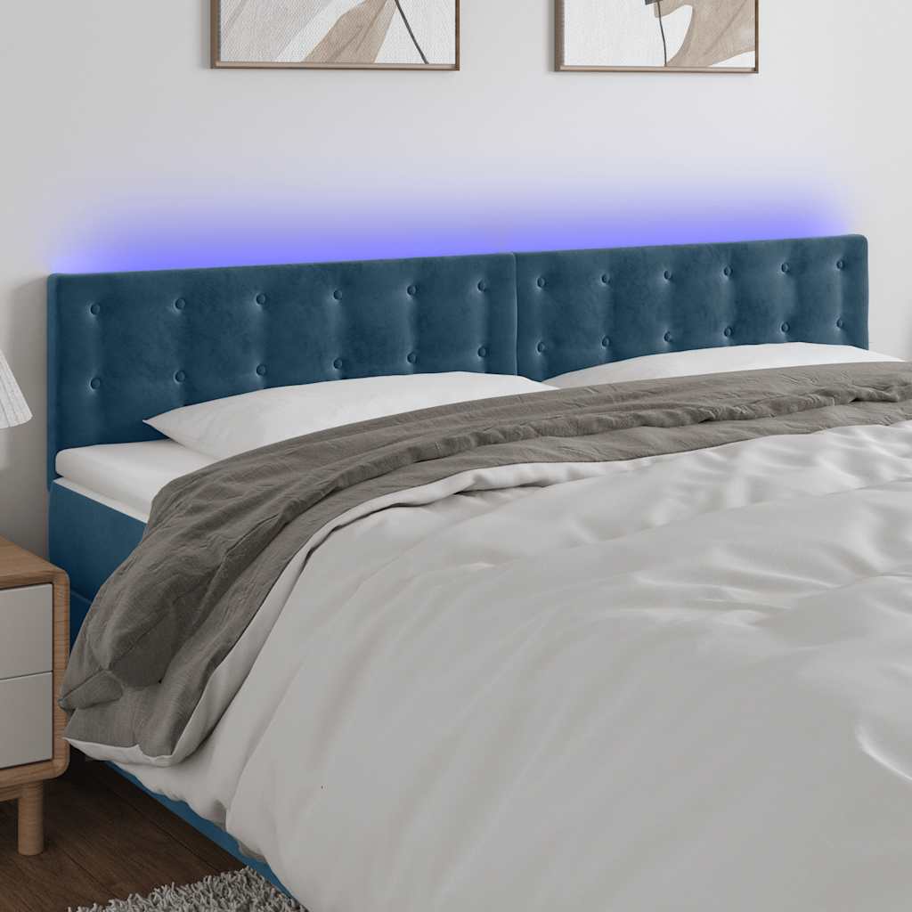 Testiera a LED Blu scuro 160x5x78/88 cm in Tessuto | homemem39