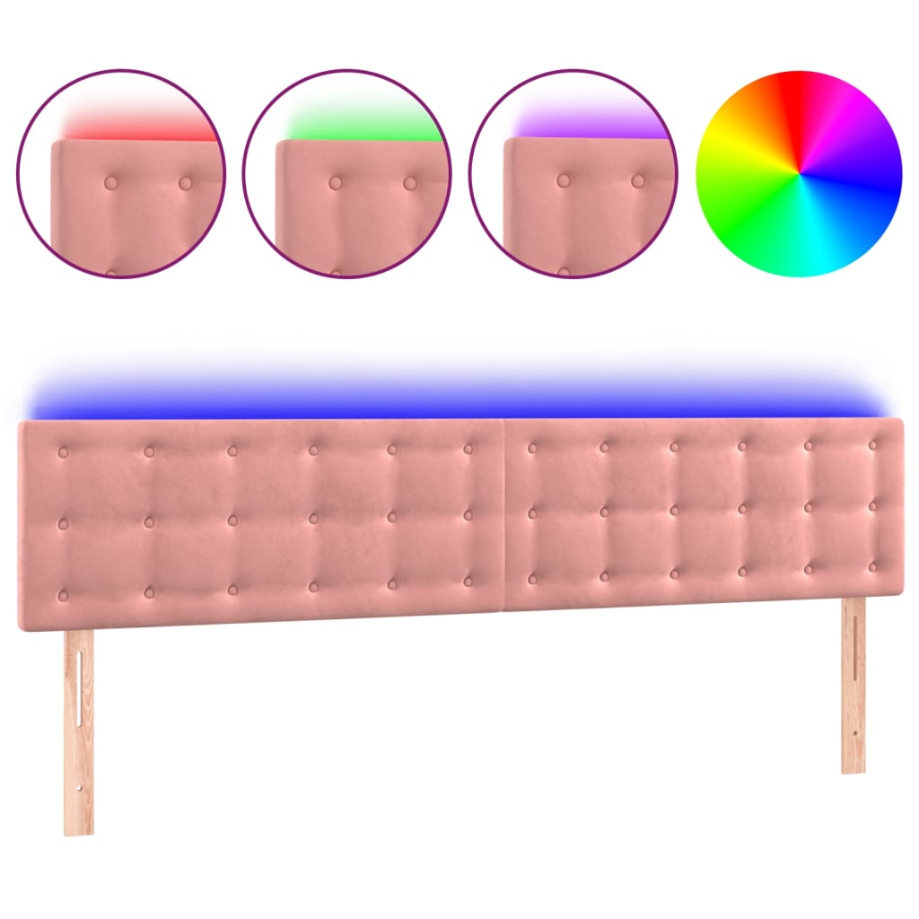 Testiera a LED Rosa 160x5x78/88 cm in Velluto | homemem39