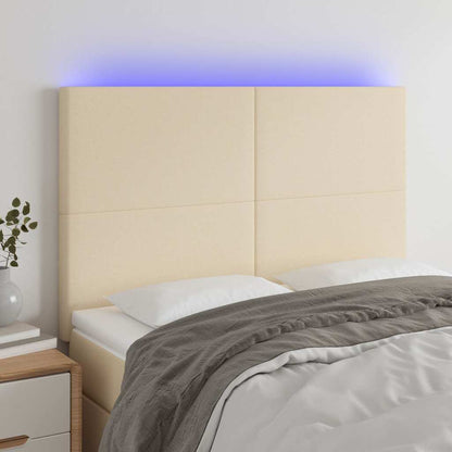Testiera a LED Crema 144x5x118/128 cm in Tessuto