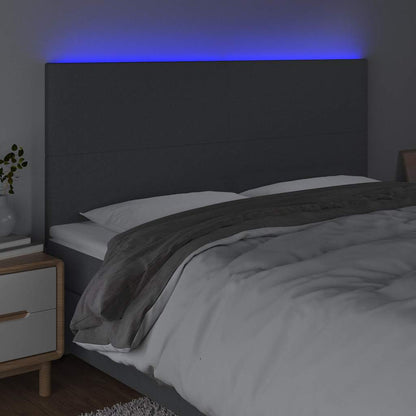 Testiera a LED GrigioScuro 160x5x118/128cm inTessuto