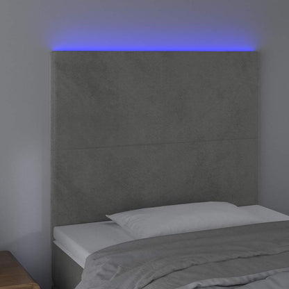 Testiera a LED Grigio Chiaro 80x5x118/128 cm in Velluto