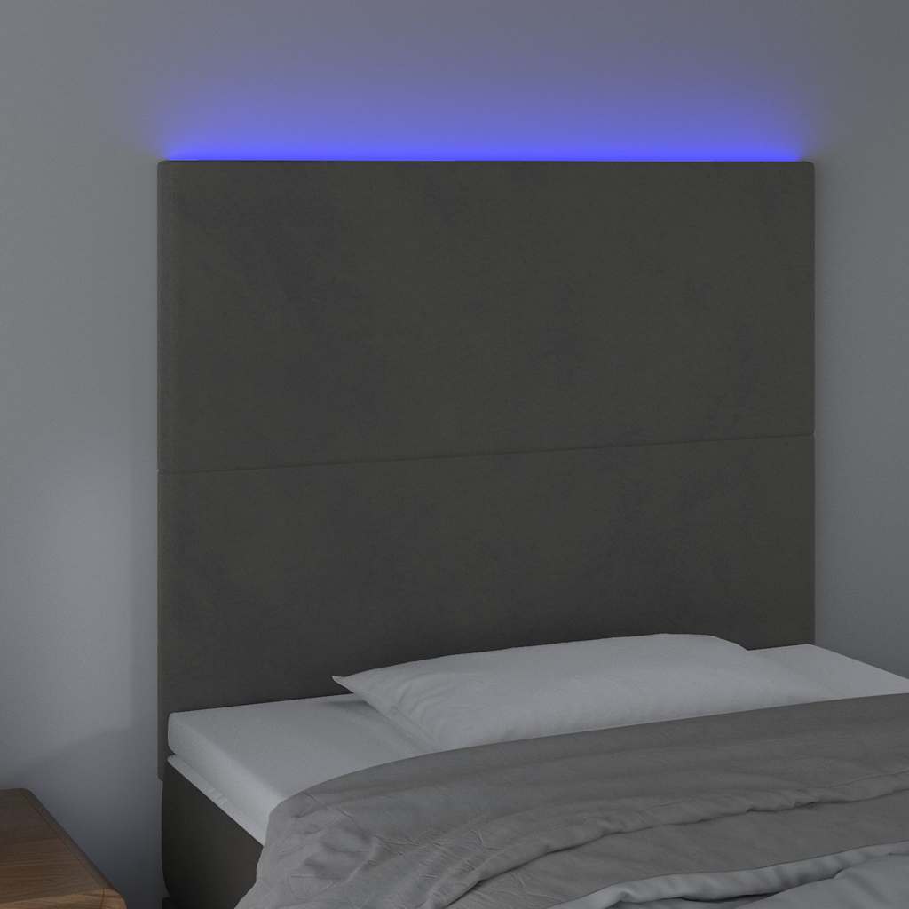 Testiera a LED Grigio Scuro 80x5x118/128 cm in Velluto