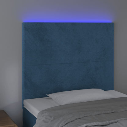 Testiera a LED Blu scuro 80x5x118/128 cm in Velluto