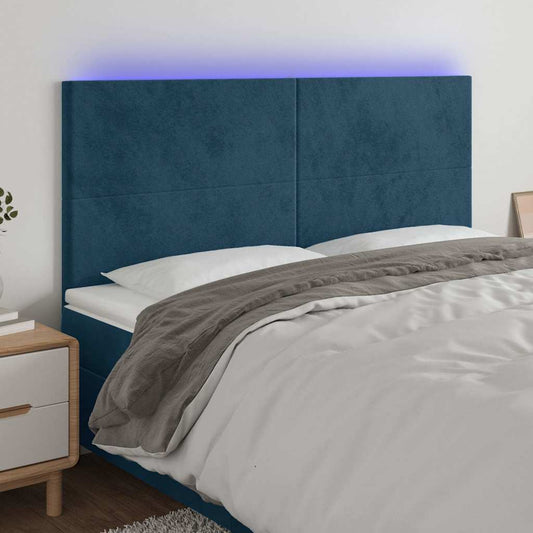 Testiera a LED Blu Scuro 160x5x118/128 cm in Velluto
