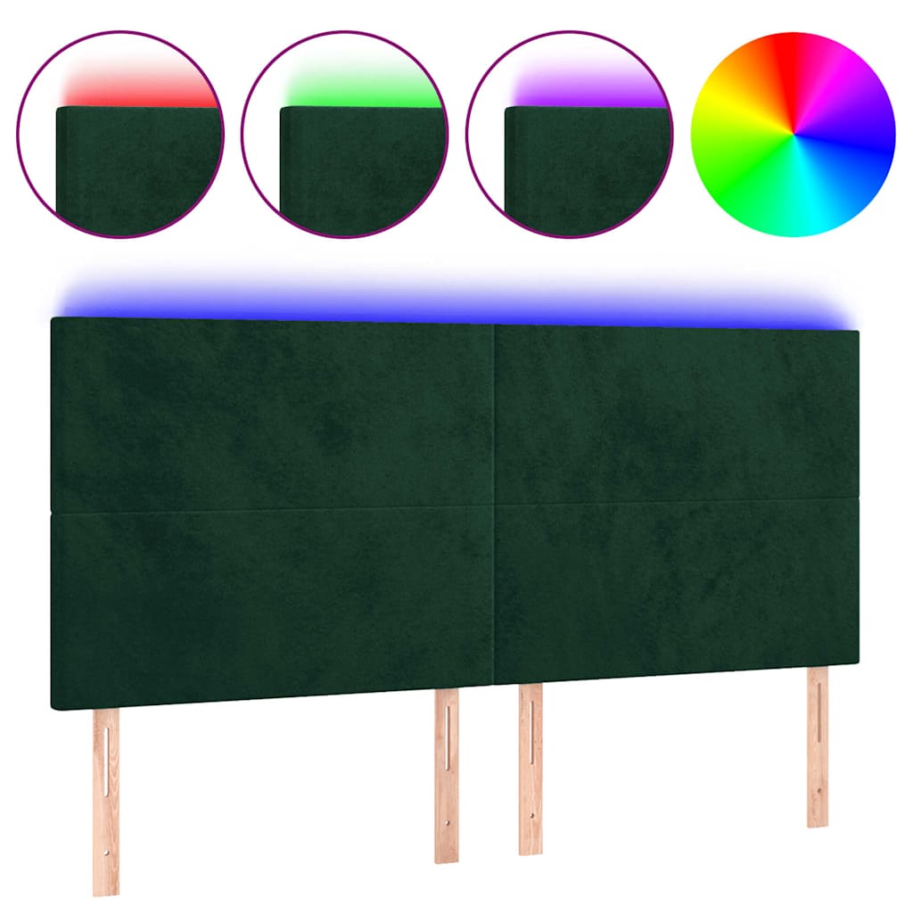 Testiera a LED Verde Scuro 180x5x118/128cm in Velluto