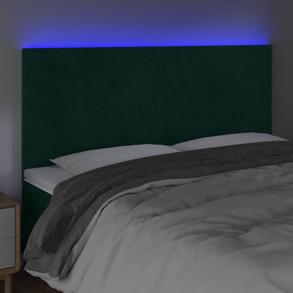 Testiera a LED Verde Scuro 180x5x118/128cm in Velluto