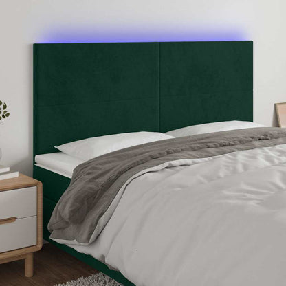 Testiera a LED Verde Scuro 180x5x118/128cm in Velluto