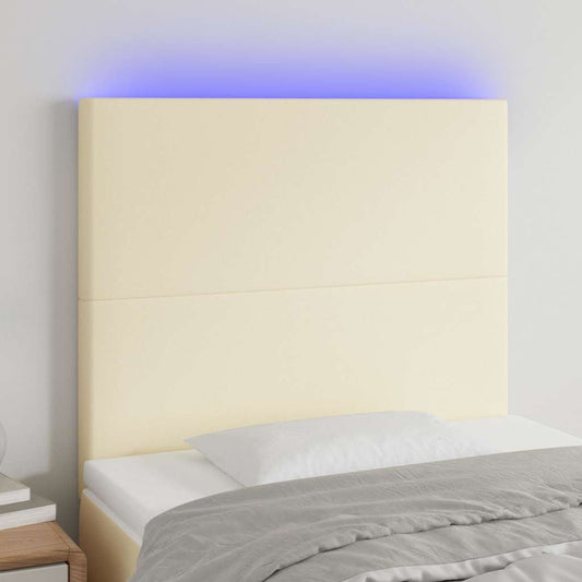 Testiera a LED Crema 80x5x118/128 cm in Similpelle