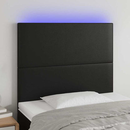 Testiera a LED nero 90x5x118/128 cm in Similpelle