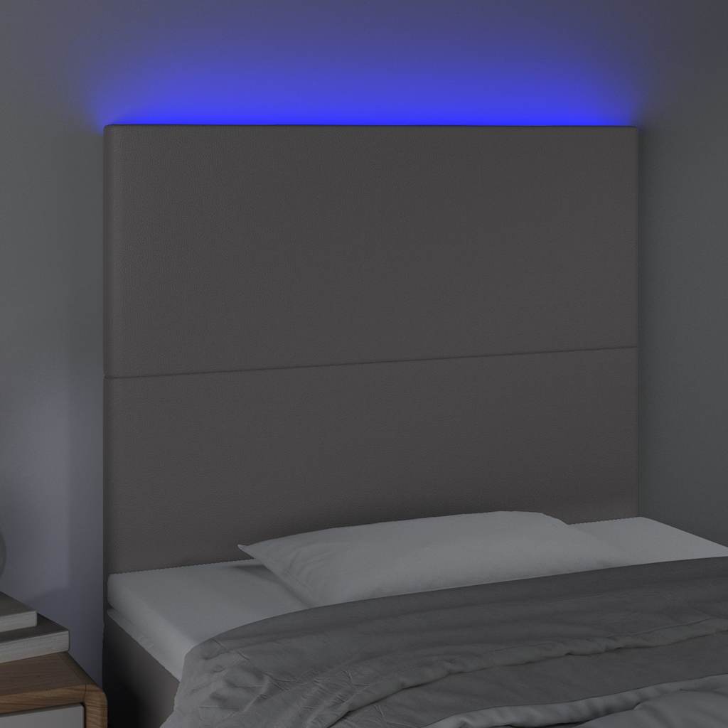 Testiera a LED Grigio 90x5x118/128 cm in Similpelle