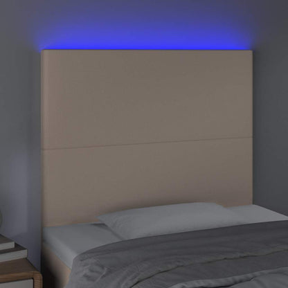 Testiera a LED Cappuccino 90x5x118/128 cm in Similpelle