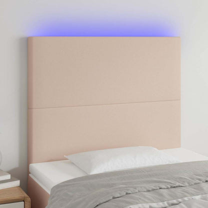 Testiera a LED Cappuccino 90x5x118/128 cm in Similpelle