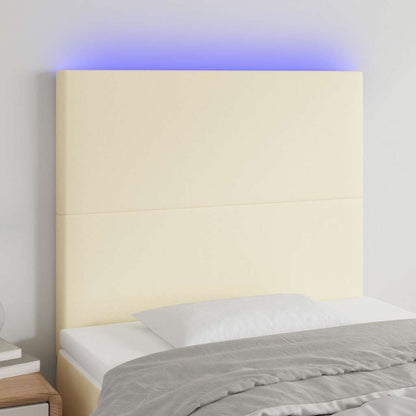 Testiera a LED Crema 100x5x118/128 cm in Similpelle
