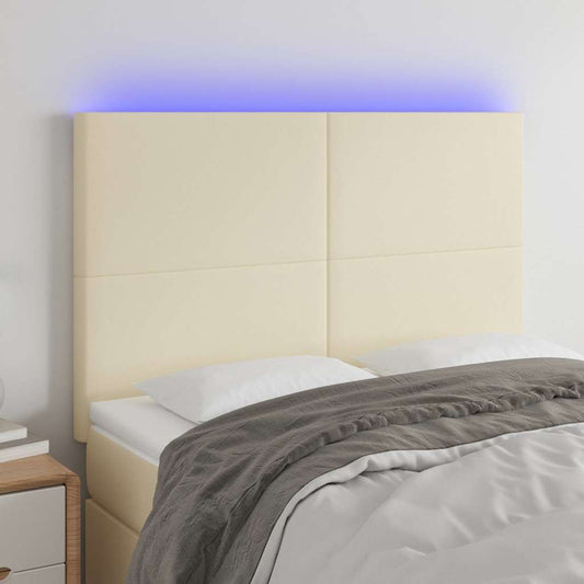 Testiera a LED Crema 144x5x118/128 cm in Similpelle
