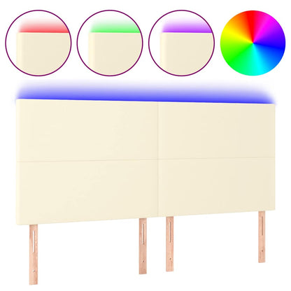 Testiera a LED Crema 160x5x118/128 cm in Similpelle