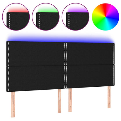 Testiera a LED nero 200x5x118/128cm in Tessuto