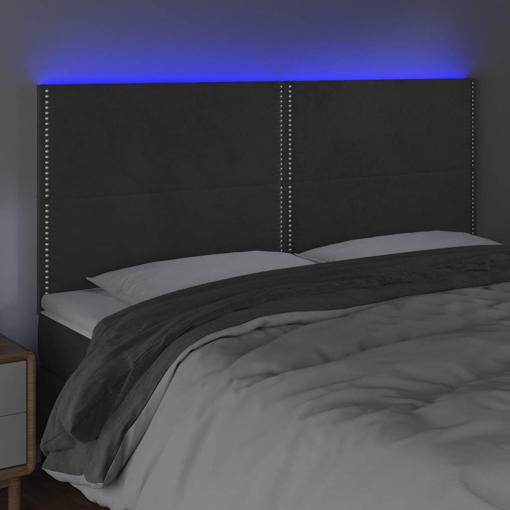 Testiera a LED GrigioScuro 160x5x118/128cm in Velluto