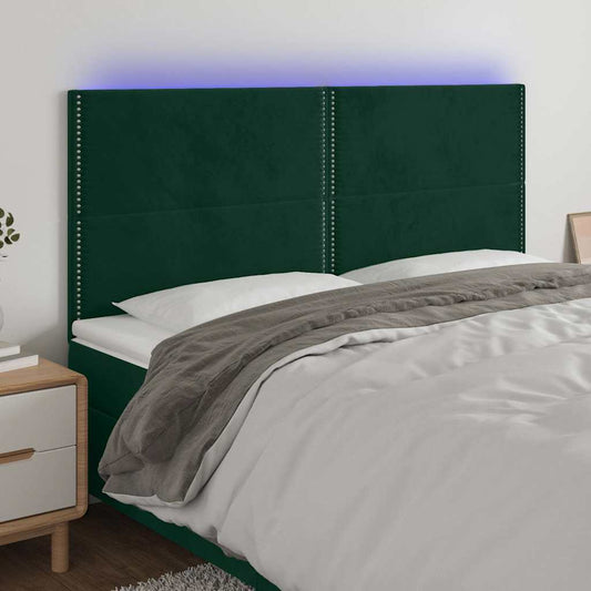 Testiera a LED Verde Scuro 180x5x118/128cm in Velluto