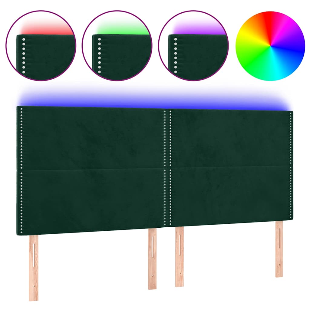 Testiera a LED Verde Scuro 200x5x118/128 cm in Velluto