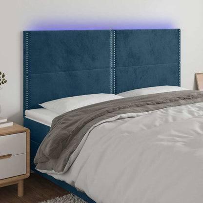 Testiera a LED Blu Scuro 200x5x118/128 cm in Velluto