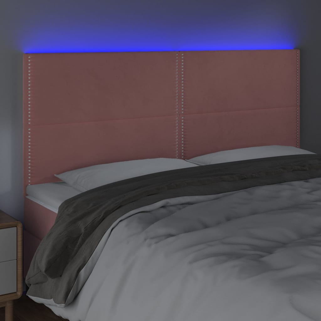 Testiera a LED rosa 200x5x118/128 cm in Velluto | homemem39
