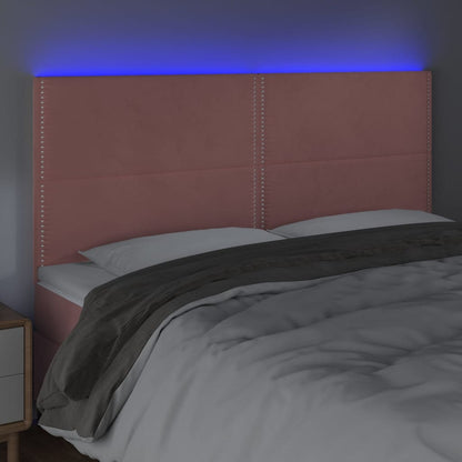 Testiera a LED rosa 200x5x118/128 cm in Velluto | homemem39