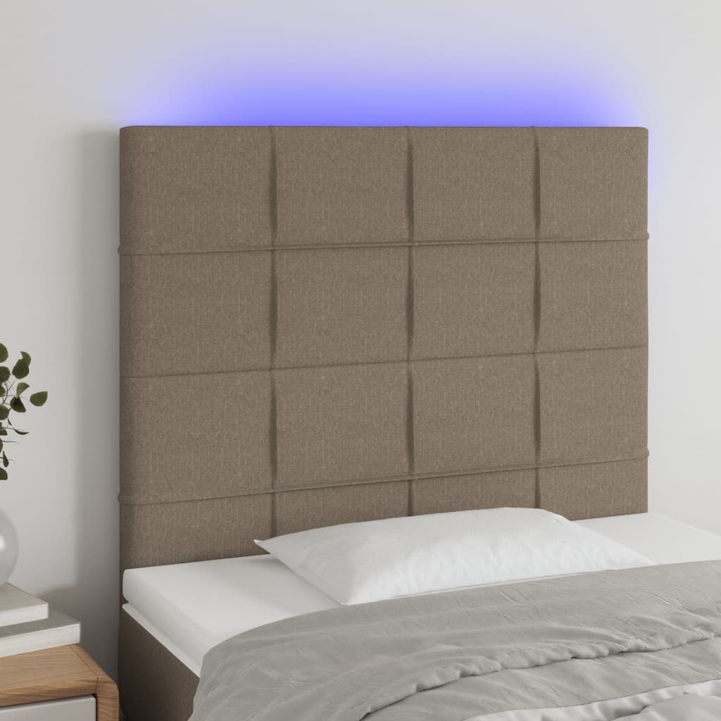 Testiera a LED Tortora 80x5x118/128 cm in Tessuto | homemem39