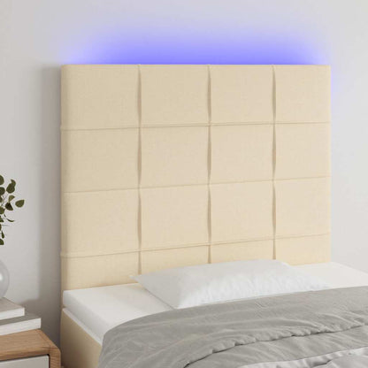 Testiera a LED Crema 80x5x118/128 cm in Tessuto