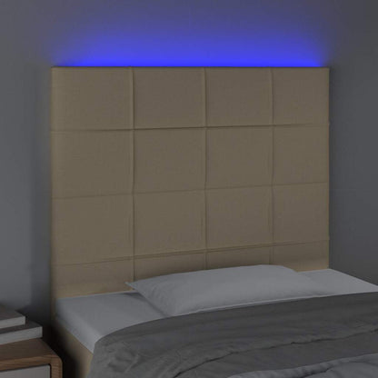 Testiera a LED crema 90x5x118/128 cm in Tessuto