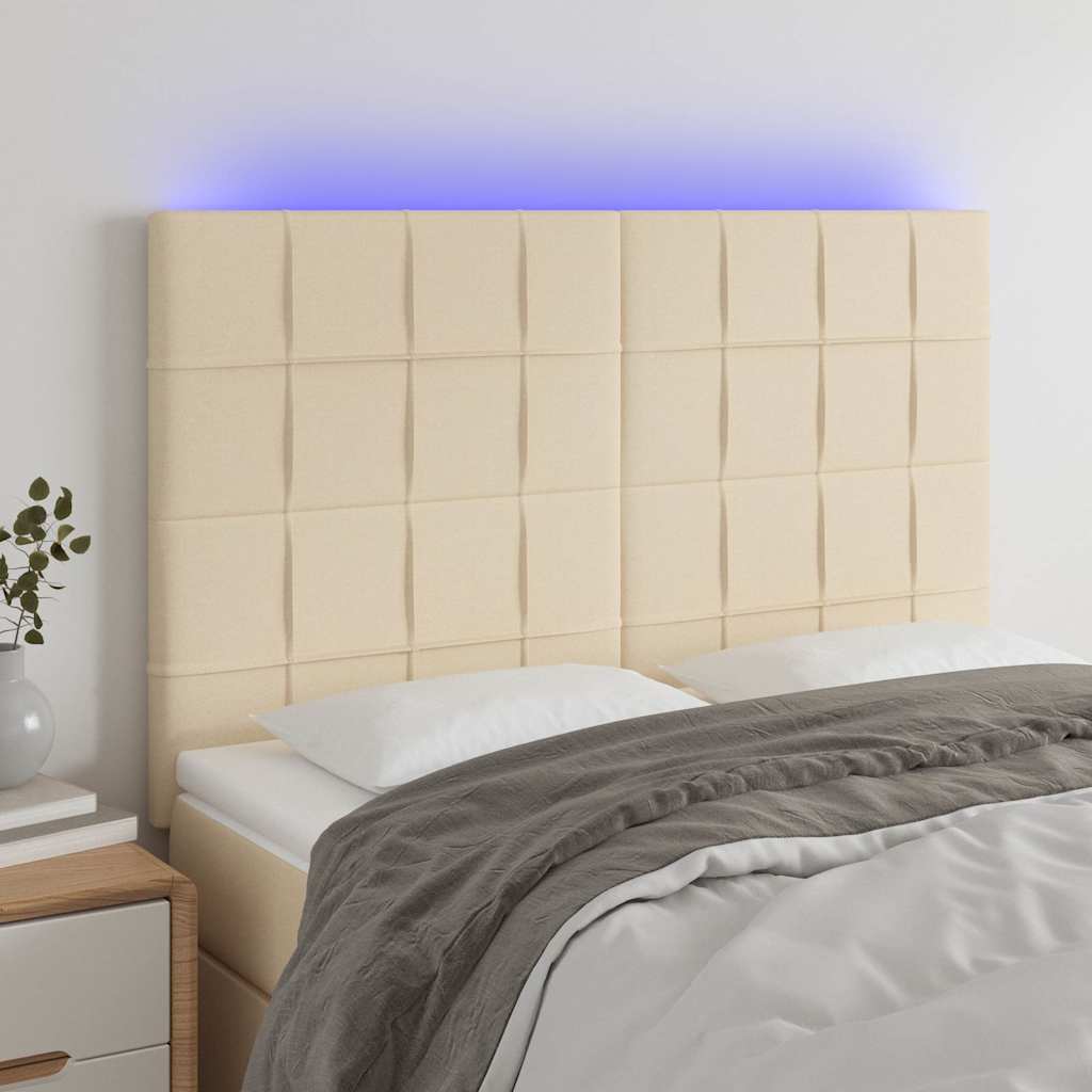 Testiera a LED Crema 144x5x118/128 cm in Tessuto