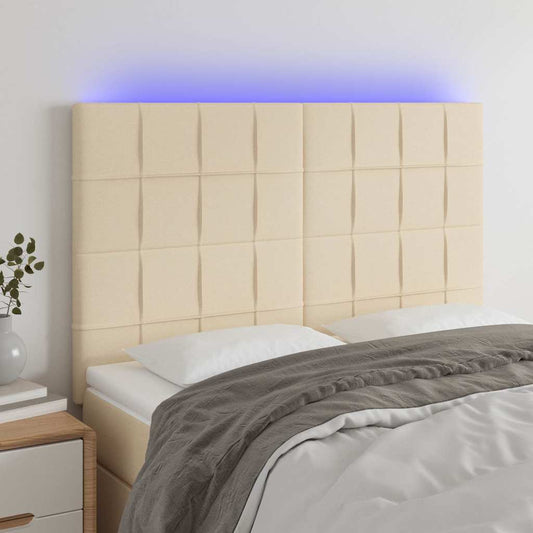 Testiera a LED Crema 144x5x118/128 cm in Tessuto