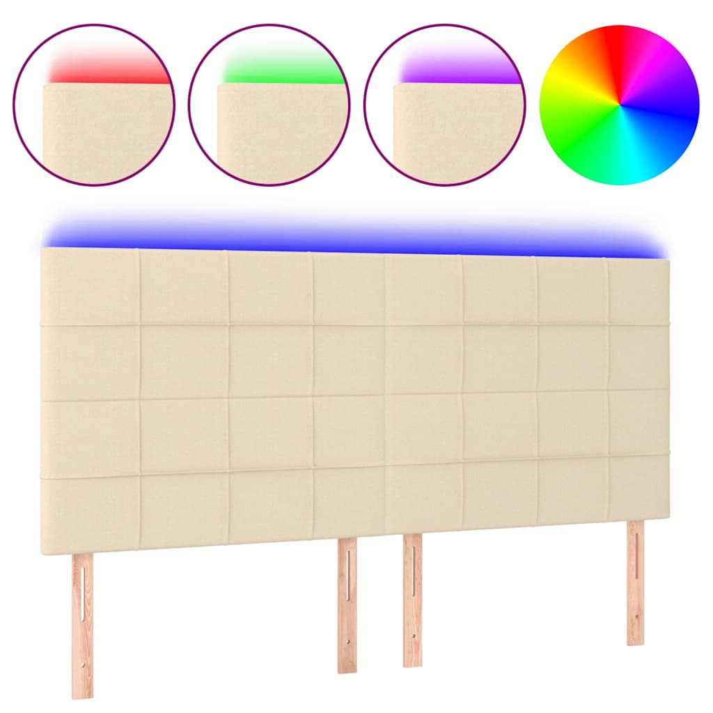 Testiera a LED Crema 160x5x118/128 cm in Tessuto