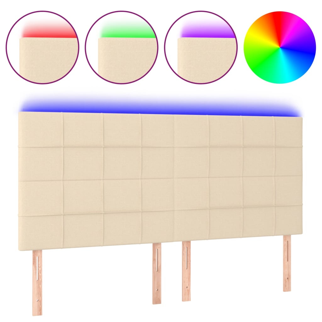 Testiera a LED Crema 180x5x118/128 cm in Tessuto