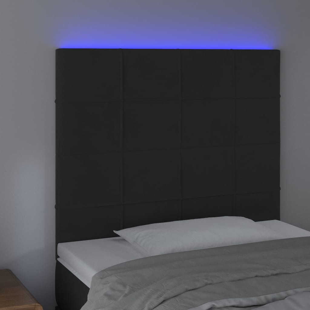 Testiera a LED nero 90x5x118/128 cm in Velluto | homemem39