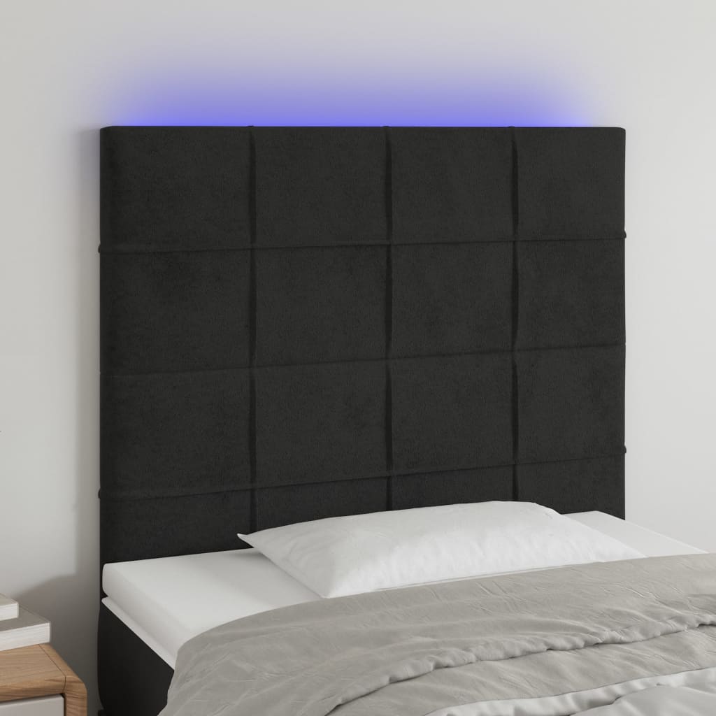Testiera a LED nero 90x5x118/128 cm in Velluto | homemem39
