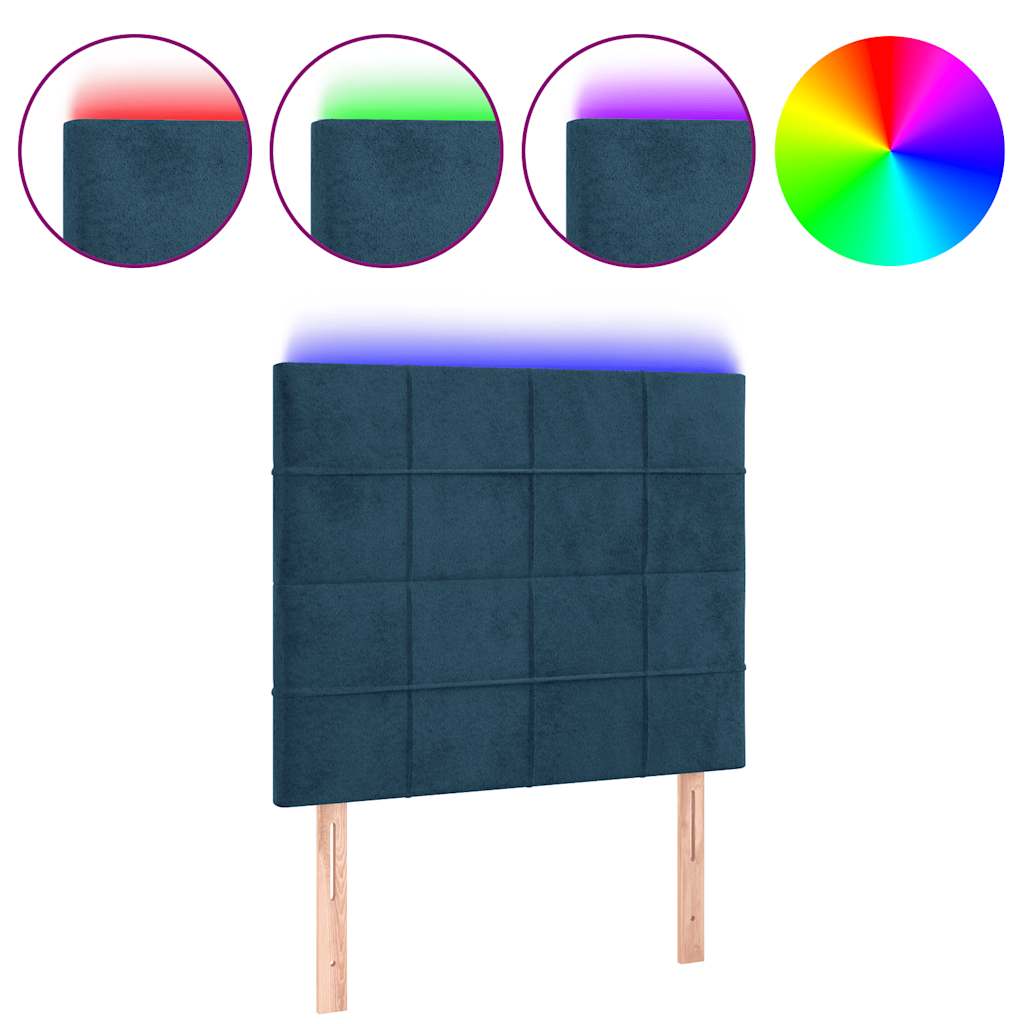 Testiera a LED Blu Scuro 90x5x118/128 cm in Velluto | homemem39