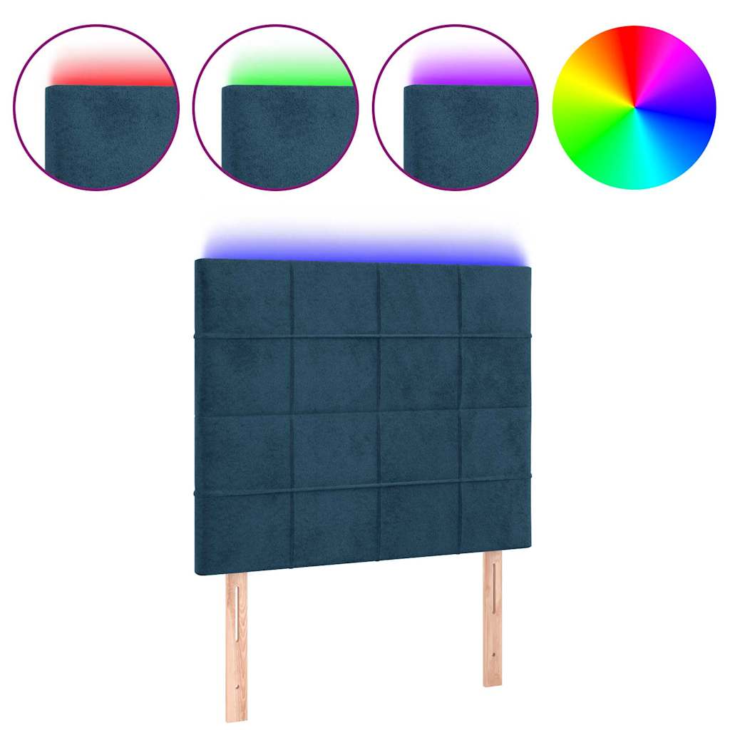 Testiera a LED Blu Scuro 90x5x118/128 cm in Velluto