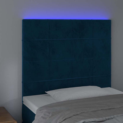 Testiera a LED Blu Scuro 90x5x118/128 cm in Velluto | homemem39