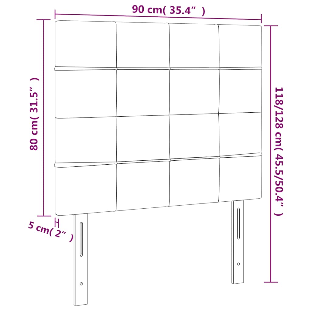 Testiera a LED Blu Scuro 90x5x118/128 cm in Velluto | homemem39