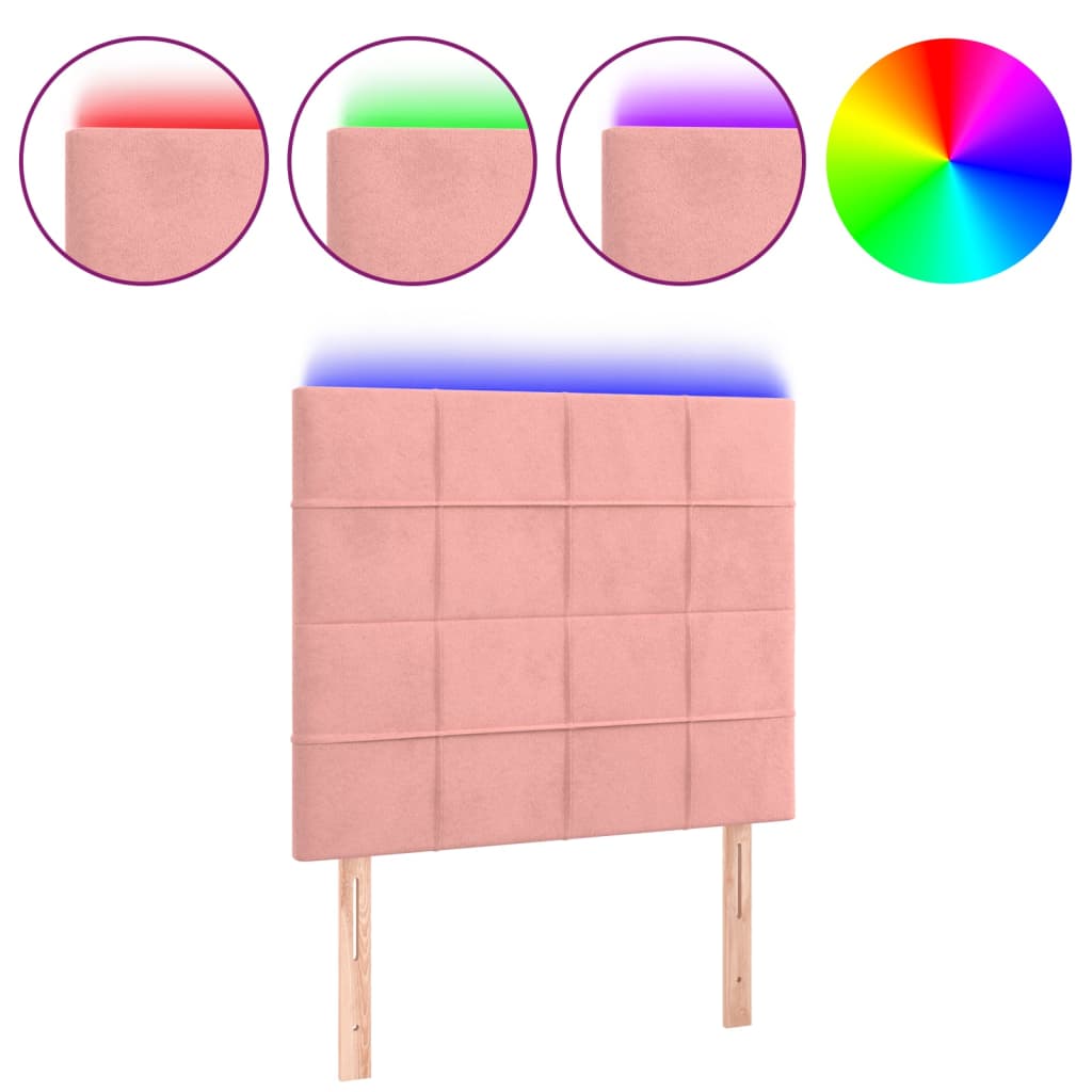 Testiera a LED Rosa 90x5x118/128 cm in Velluto | homemem39