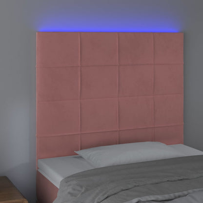 Testiera a LED Rosa 90x5x118/128 cm in Velluto | homemem39
