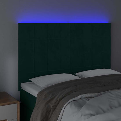 Testiera a LED Verde Scuro 144x5x118/128cm in Velluto