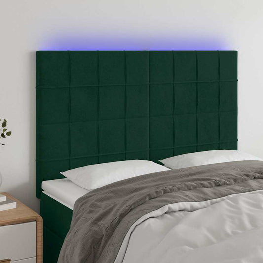 Testiera a LED Verde Scuro 144x5x118/128cm in Velluto